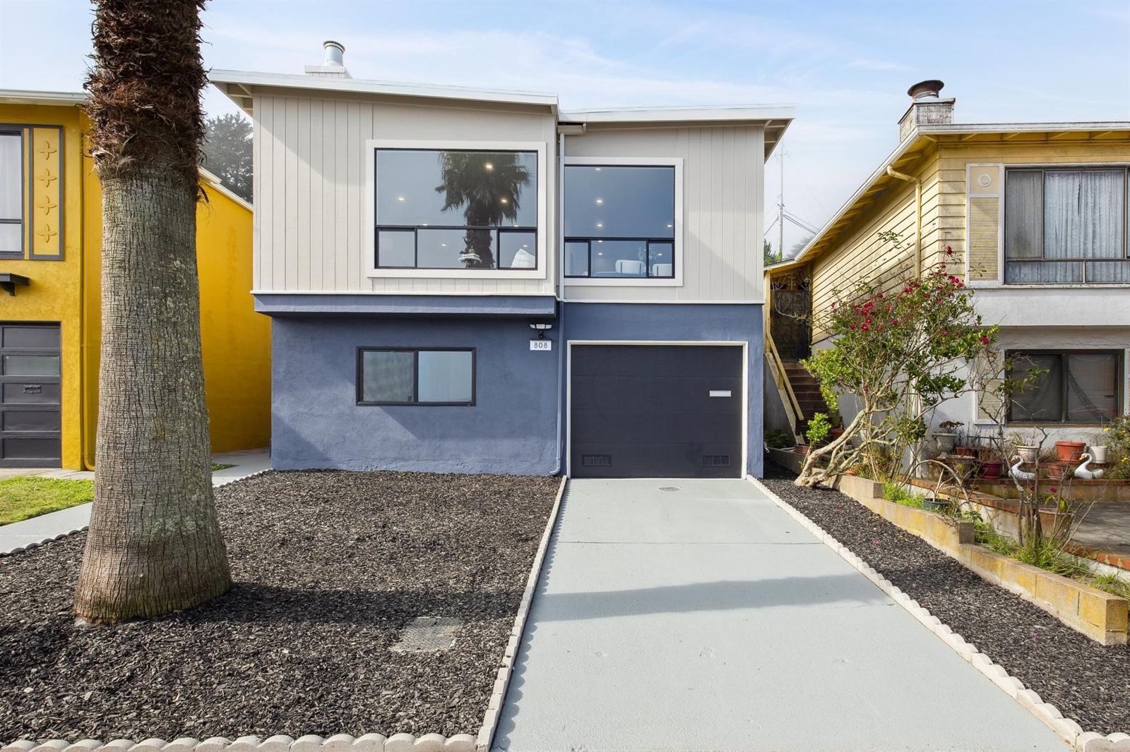 Two-tone modern exterior with picture windows, Higate Drive, Daly City
